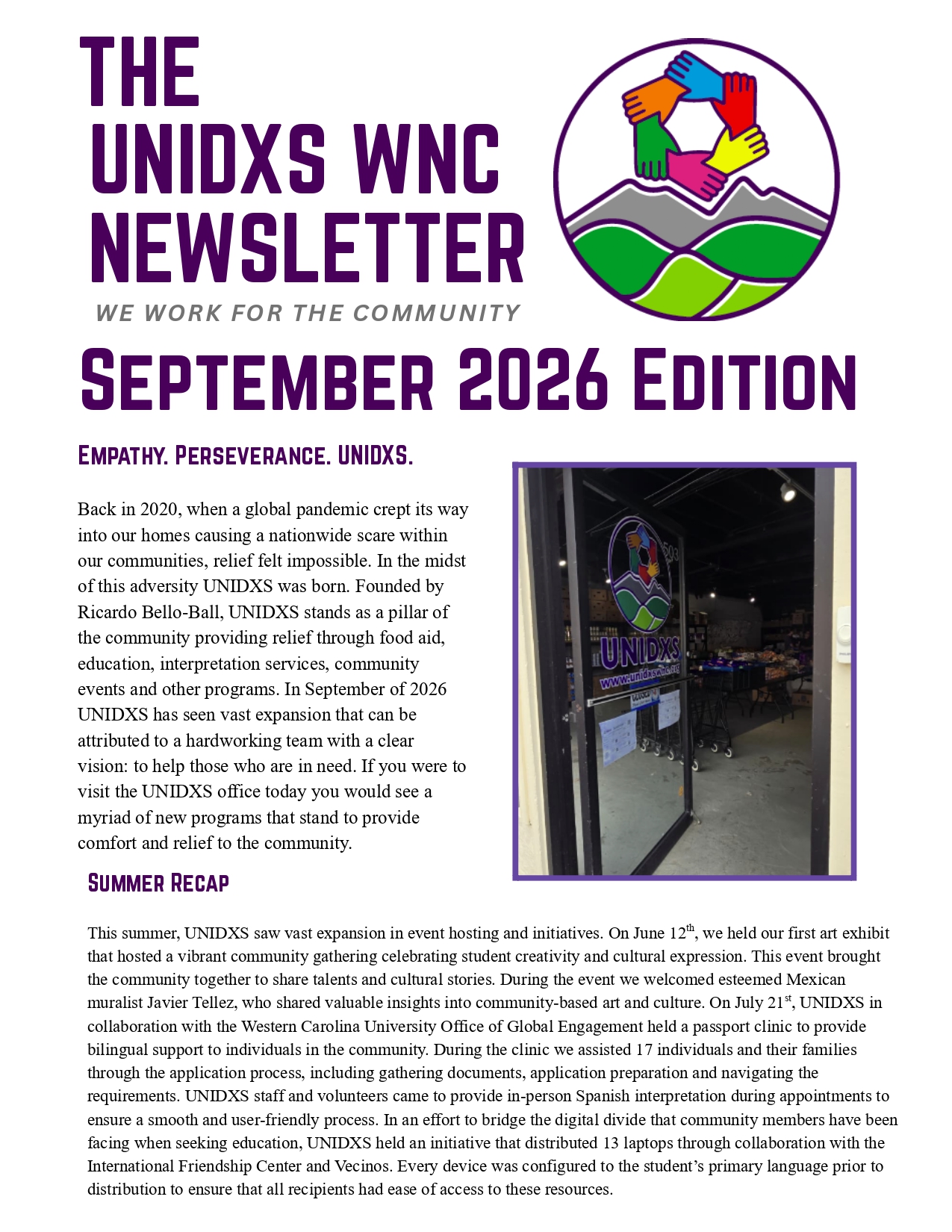 UNIDXS WNC Newsletter